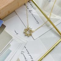 Modern Style Flower Sterling Silver Plating Inlay Zircon Gold Plated Pendant Necklace main image 5