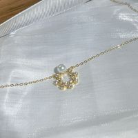 Modern Style Flower Sterling Silver Plating Inlay Zircon Gold Plated Pendant Necklace sku image 1