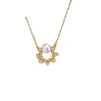 Modern Style Flower Sterling Silver Plating Inlay Zircon Gold Plated Pendant Necklace main image 3