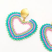 1 Pair Original Design Heart Shape Glass Seed Bead Drop Earrings main image 5
