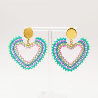 1 Pair Original Design Heart Shape Glass Seed Bead Drop Earrings main image 4