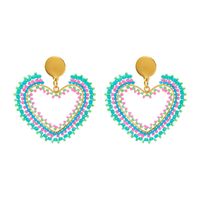 1 Pair Original Design Heart Shape Glass Seed Bead Drop Earrings main image 3