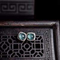 1 Pair Simple Style Square Plating Inlay Copper Artificial Gemstones Ear Studs main image 5