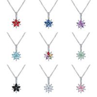 Wholesale Simple Style Flower 304 Stainless Steel Copper Plating Inlay Rhodium Plated Zircon Necklace Pendant main image 9