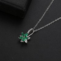 Wholesale Simple Style Flower 304 Stainless Steel Copper Plating Inlay Rhodium Plated Zircon Necklace Pendant sku image 4