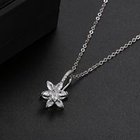 Wholesale Simple Style Flower 304 Stainless Steel Copper Plating Inlay Rhodium Plated Zircon Necklace Pendant sku image 10
