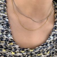 Simple Style Solid Color Titanium Steel 18k Gold Plated Necklace In Bulk main image 1