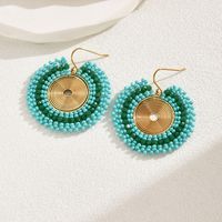 1 Pair Vintage Style Handmade Ethnic Style Round Beaded Plating 201 Stainless Steel Plastic 18K Gold Plated Drop Earrings main image 5