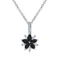 Wholesale Simple Style Flower 304 Stainless Steel Copper Plating Inlay Rhodium Plated Zircon Necklace Pendant sku image 1