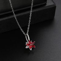 Wholesale Simple Style Flower 304 Stainless Steel Copper Plating Inlay Rhodium Plated Zircon Necklace Pendant sku image 8
