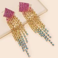 1 Pair Elegant Color Block Inlay Alloy Rhinestones Drop Earrings main image 1