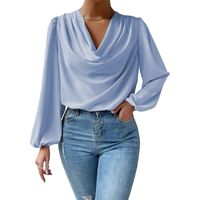 Women's Blouse Long Sleeve Blouses Pleated Elegant Solid Color main image 5
