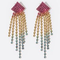 1 Pair Elegant Color Block Inlay Alloy Rhinestones Drop Earrings main image 3