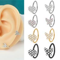 Cute Simple Style Butterfly Stainless Steel Inlay Czech Diamond Nose Studs main image 1