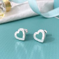 1 Pair Simple Style Heart Shape Titanium Steel Ear Studs main image 3