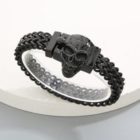 Hip-Hop Rock Skull Stainless Steel Plating 18K Gold Plated Men'S Bracelets main image 2