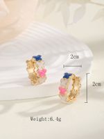 1 Pair Vintage Style Fashion Sweet Butterfly Enamel Plating Copper 18k Gold Plated Hoop Earrings sku image 1