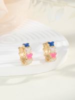 1 Pair Vintage Style Fashion Sweet Butterfly Enamel Plating Copper 18k Gold Plated Hoop Earrings main image 6