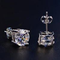 1 Pair Simple Style Round Plating Inlay Brass Crystal Zircon Platinum Plated Ear Studs main image 1