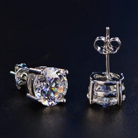 1 Pair Simple Style Round Plating Inlay Brass Crystal Zircon Platinum Plated Ear Studs main image 2