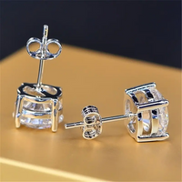 1 Pair Simple Style Round Plating Inlay Brass Crystal Zircon Platinum Plated Ear Studs main image 8
