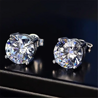 1 Pair Simple Style Round Plating Inlay Brass Crystal Zircon Platinum Plated Ear Studs main image 5