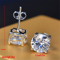 1 Pair Simple Style Round Plating Inlay Brass Crystal Zircon Platinum Plated Ear Studs main image 7