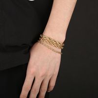 Simple Style Twist Stainless Steel 18K Gold Plated Bracelets In Bulk main image 4