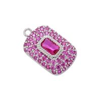 Classic Style Shiny Square 18k Gold Plated Zircon Copper Wholesale Charms main image 8