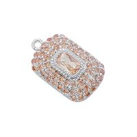 Classic Style Shiny Square 18k Gold Plated Zircon Copper Wholesale Charms main image 7