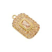 Classic Style Shiny Square 18k Gold Plated Zircon Copper Wholesale Charms main image 5