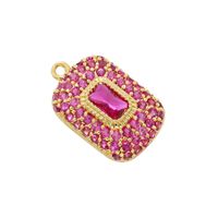 Classic Style Shiny Square 18k Gold Plated Zircon Copper Wholesale Charms main image 4