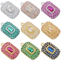 Classic Style Shiny Square 18k Gold Plated Zircon Copper Wholesale Charms main image 1
