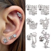 1 Piece Ig Style Simple Style Geometric Butterfly Plating Inlay Brass Zircon 18k Gold Plated White Gold Plated Ear Studs main image 1