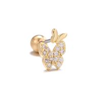 1 Piece Ig Style Simple Style Geometric Butterfly Plating Inlay Brass Zircon 18k Gold Plated White Gold Plated Ear Studs main image 2