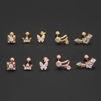 1 Piece Ig Style Simple Style Geometric Butterfly Plating Inlay Brass Zircon 18k Gold Plated White Gold Plated Ear Studs main image 3