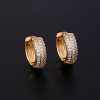 1 Pair Hip-Hop Luxurious Shiny Round Plating Inlay Copper Zircon K Gold Plated Hoop Earrings main image 2