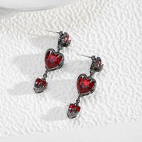 1 Pair Gothic Streetwear Cool Style Heart Shape Inlay Alloy Zircon Drop Earrings main image 5