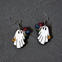 1 Pair Streetwear Halloween Pattern Wood Drop Earrings sku image 2