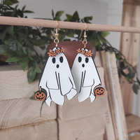 1 Pair Streetwear Halloween Pattern Wood Drop Earrings main image 7