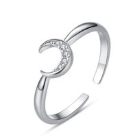 Elegant Lady Star Moon Sterling Silver Inlay Zircon Open Rings sku image 1