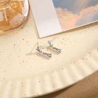 1 Piece Retro Commute Cross Solid Color Asymmetrical Plating Stainless Steel Drop Earrings main image 3