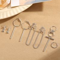 1 Piece Retro Commute Cross Solid Color Asymmetrical Plating Stainless Steel Drop Earrings main image 1