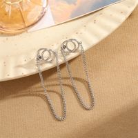 1 Piece Retro Commute Cross Solid Color Asymmetrical Plating Stainless Steel Drop Earrings main image 6