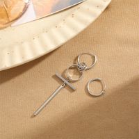 1 Piece Retro Commute Cross Solid Color Asymmetrical Plating Stainless Steel Drop Earrings main image 4