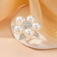 Elegant Glam Bridal Flower Alloy Inlay Artificial Pearls Artificial Diamond Women's Open Rings main image 3