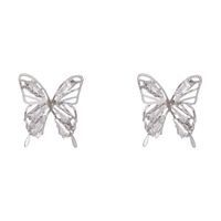1 Paar Dame Pastoral Glänzend Schmetterling Inlay Legierung Künstlicher Diamant Ohrstecker main image 2
