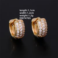 1 Pair Hip-Hop Luxurious Shiny Round Plating Inlay Copper Zircon K Gold Plated Hoop Earrings sku image 1