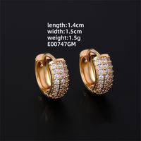 1 Pair Hip-Hop Luxurious Shiny Round Plating Inlay Copper Zircon K Gold Plated Hoop Earrings sku image 2