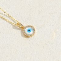 Elegant Classic Style Cross Devil's Eye Star Copper Plating Inlay Shell Zircon 14k Gold Plated Pendant Necklace sku image 4